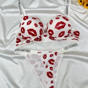 Öpücüklü ve Taşlı Dolgulu Sütyen Takım